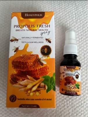 HONEYPOLIS Propolis Fresh Mouth Spray สเปรย์สำหรับช่องปากและลำคอ พ่นแก้เจ็บคอ 1 ขวด 15ml