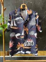 เสื้อฮาวาย เรือสีกรม รหัส E58