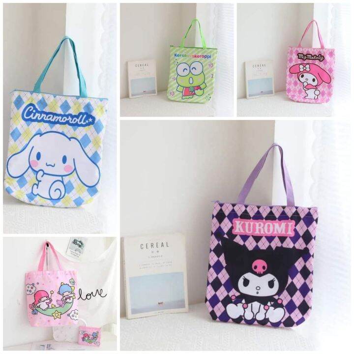 Canvass Bag Sanrio Kawaii Character Kuromi Cinnamoroll Kerokerokeroppi ...