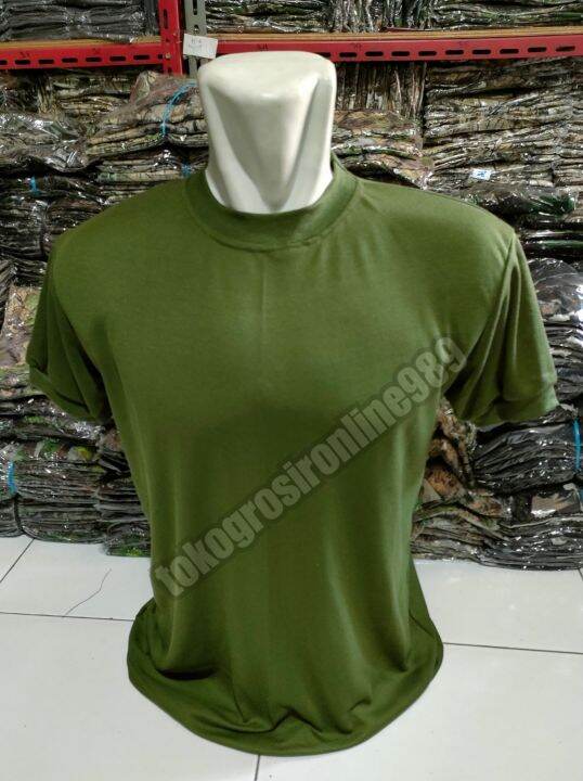 Kaos polos warna hijau army | Lazada Indonesia