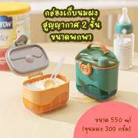 กล่องเก็บนมผงสูญญากาศ พกพาสะดวก สูญญากาศ กันชื้น กันมด แมลง ฝุ่น Food grade ใส่นมผงได้ 300 กรัม / ขนาด 550มล