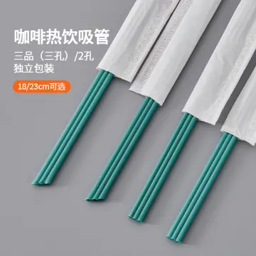 100pcs Two Holes Coffee Stirrer Straw 2 in 1 Disposable Plastic Coffee Stir