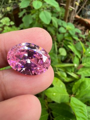 (เพชร CZ) คิวบิกเซอร์โคเนีย เพชรรัสเซีย DIAMOND หนัก 34 กะรัต CARATS (1 เม็ด). ROYAL PINK ROSE DIAMONDS สีชมพู 15X20 MM ROUND Cubic zirconia