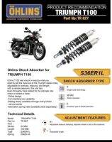 โช๊คหลัง OHLINS TR627 สำหรับ TRIUMPH BONNEVILLE T100/Mag wheel/SE/New Church ถึงปี 2015