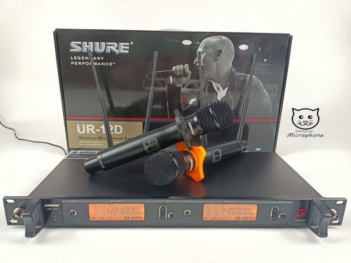 shure-ur-12d-รุ่น-4เสา-คลื่นใหม่-uhf-ไมค์ฝั่งa-ใช้คลื่น-694-703-mhz-ไมค์ฝั่ง-b-ใช้คลื่น-748-758-mhz