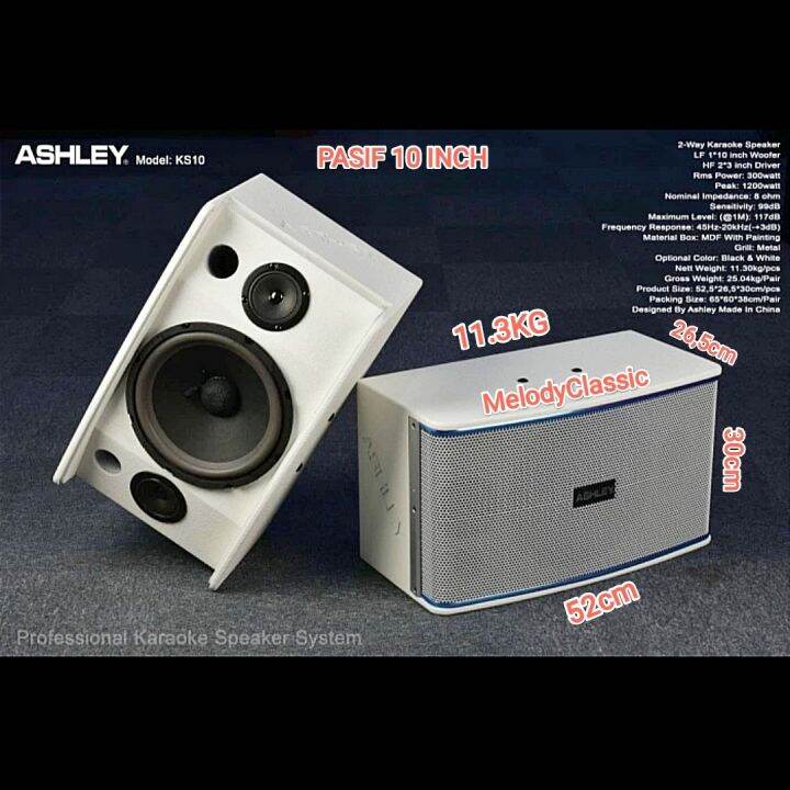 Speaker Karaoke Pasif Ashley KS10 10" Harga Sepasang Original KS 10