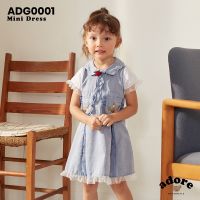 FLAT2112 ADG0001 : MINI DRESS ชุดเด็ก แต่งเลเยอร์และดอกกุหลาบที่ปกคอ พิมพ์ลายแสนน่ารัก