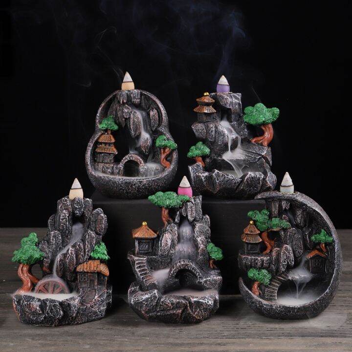LULU Resin Backflow Incense Burner Waterfall Incense Stick Holder