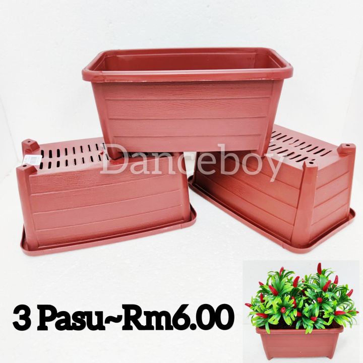 Pasu Bulat Comel, Pasu Bunga Plastic / Pasu Coklat