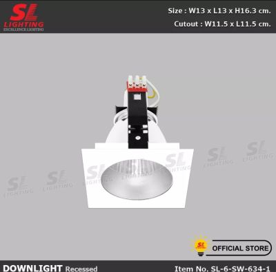 SL LIGHTING SL-6-SW-634-1 โคมไฟดาวน์ไลท์ E27 แบบฝังฝ้า 1,2,3ช่อง ทรงสี่เหลี่ยม รุ่น SL-6-634-2 Recessed Downlight LED Eye Protection Aluminium Reflector