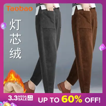 Buy Casual Corduroy Harem Pants, Women's Tapered Pants, Elastic