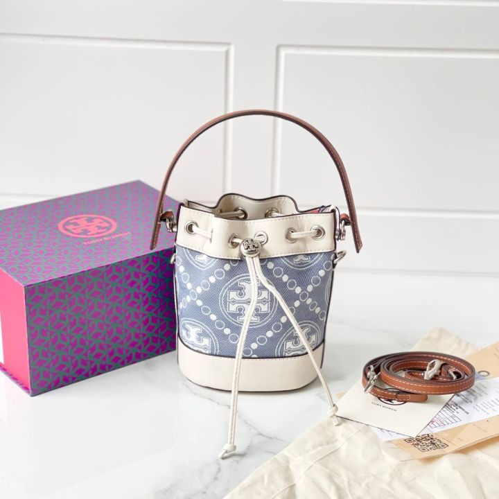 Tory Burch T Monogram Denim Bucket Bag