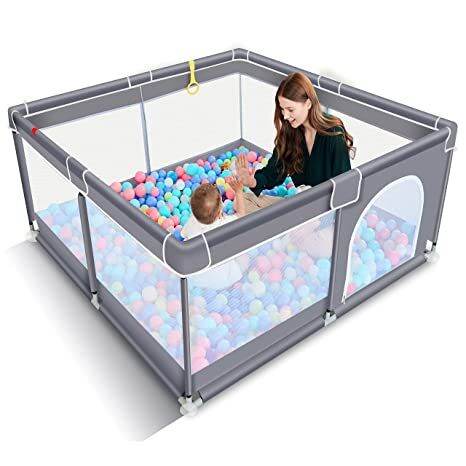 Big Folding Baby Playpen With Balls And Indoor Breathable Mesh ...