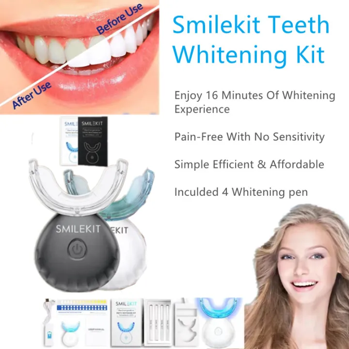 Smilekit Teeth Whitening Kit With LED Light Teeth Stain Remover Gigi ...