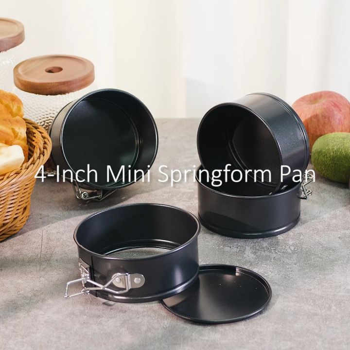 Hiware 4-Inch Mini Springform Pan Set - 4 Piece Small Nonstick Cheesecake Pan for Mini Cheesecakes, Pizzas and Quiches
