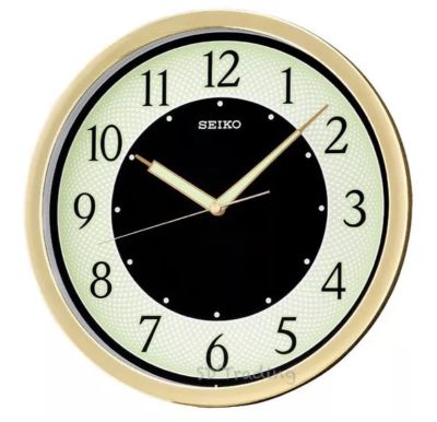 SEIKO นาฬิกาแขวนผนัง 12  หน้าพรายน้ำ ขอบทอง รุ่น QXA472G - Gold