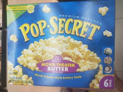 Pop Secret Movie Theater Butter Popcorn เมล็ดข้าวโพดดิบกลิ่นเนย สำหรับไมโครเวฟ 540กรัม