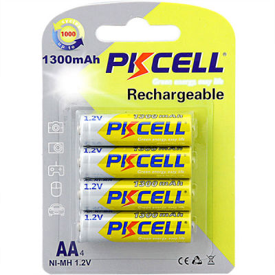 ถ่านชาร์จ PKCELL ขนาด AA 1300mAh 1.2V แพค 4 ก้อน ของแท้