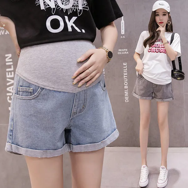 Pregnant Women's Shorts Summer Fashion Outer Wear Denim Shorts Women's Spring and Summer Thin Pregnant Women's Pants Bottoming Maternity Clothes Summer Clothing