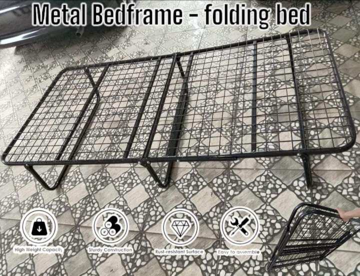 FOLDING BED / METAL BED FRAME / POWDER COATED | Lazada PH