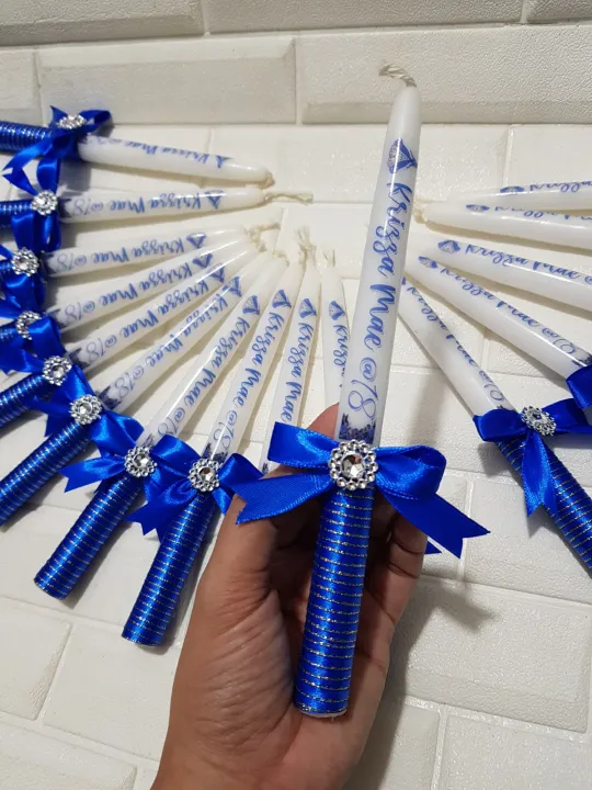 7'inches PERSONALIZED CANDLE BAPTISM BIRTHDAY DEBUT WEDDING with