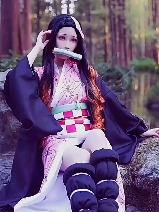 LUXA Kids Anime Demon Slayer Kimetsu no Yaiba Nezuko Cosplay Wigs ...