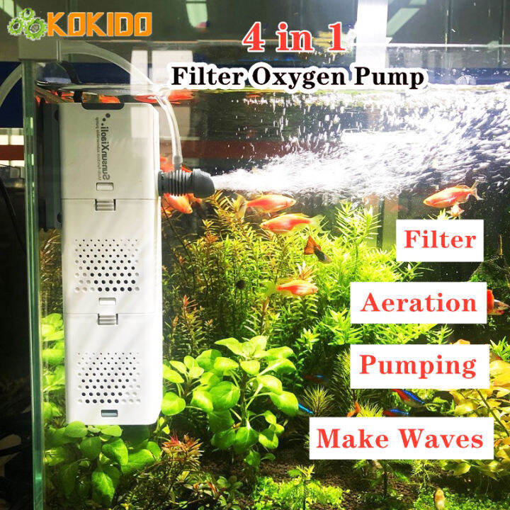 4 In 1 Aquarium Filter Water Pump Fish Tank Submersible Air Oxygen Pump ...