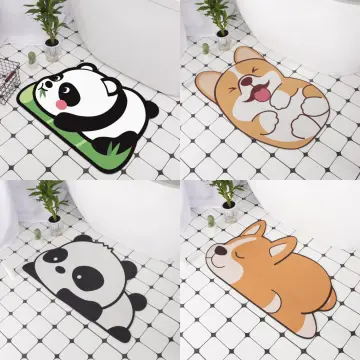 Super Absorbent Bath Floor Mat,Cute Cartoon Bathroom Shower Entrance  Anti-slip, Household Toilet Quick-drying Cushions , (40x60cm, Panda)