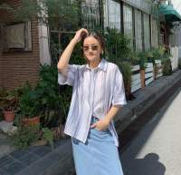 Maynita - Linen striped oversize shirt