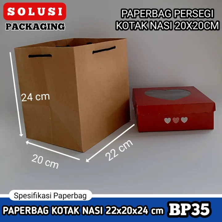 ISI 12 BIJI Paper Bag Murah Tas Dus Box Nasi 20x20 Bp35 | Tas Berkat ...