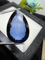 สีของแท้ สีไพลิน ไพลิน สี น้ำเงินของเทียม CREATED BLUE SAPPHIRE BRILLIANT Pear CORUNDUM 29x30mm มม (1 เม็ด) 38 กะรัต CARATS