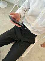 กางเกงสแล็คขาเต่อลายสก๊อต สีดำ TARTAN PANTS IN BLACK