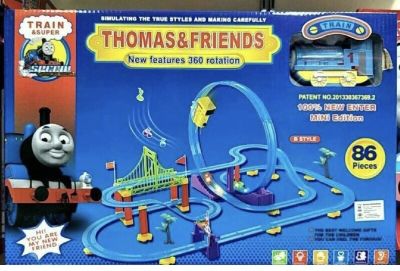 M-Moneytoys ชุดหัวรถไฟ Thomas เหาะตีลังกา 86 ชิ้น  มีไฟมีเสียงดนตรีเวลาเล่น (งานก๊อปนะค่ะ)