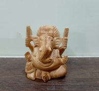 พระพิฆเนศไม้แกะสลักจากอินเดีย Wooden Lord Ganesha Murti 5x3.5 cm.