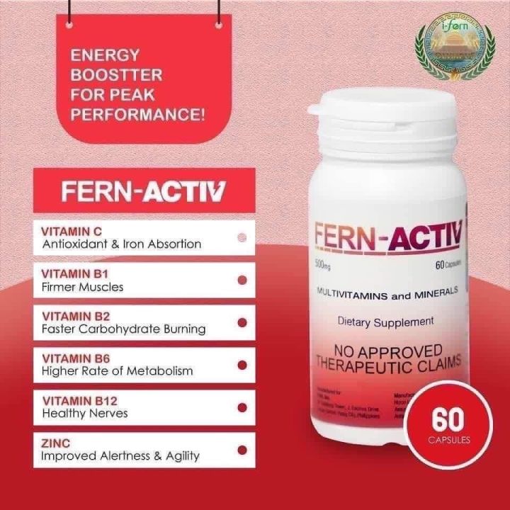 Fern Activ Multivitamins Vitamin B1 B2 B6 B12 C D Calcium Zinc | Lazada PH