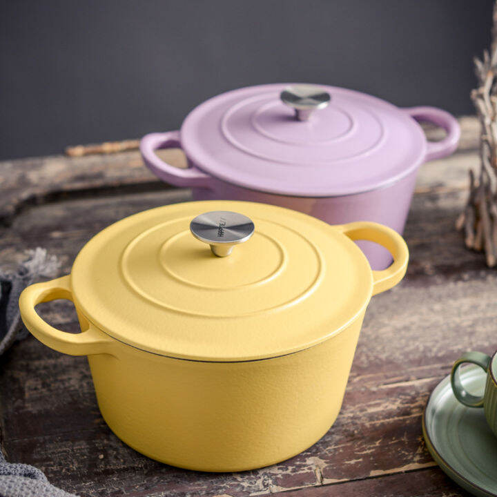 Round Enameled Cast Iron Dutch Oven 5.7 Quart, Dutch Oven Pot With Lid