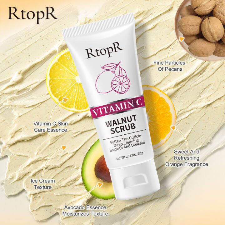 RtopR Body Scrub Dead Skin Removal Lightening Exfoliant With Walnut