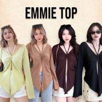 ? Emmie Top เสื้อตัวยาวแขนดิ่งดีไซน์คล้องคอ ผ่าหน้า แซ่บๆ งานป้าย Sheeny ?