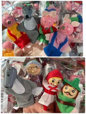 ตุ๊กตาหุ่นนิ้วมือ ตุ๊กตาหุ่นมือ ตุ๊กตานิ้วมือ สำหรับการเล่านิทานสำหรับเด็ก หนูน้อยหมวกแดง / หมูสามตัว (1ชุดมี4 ชิ้น)
