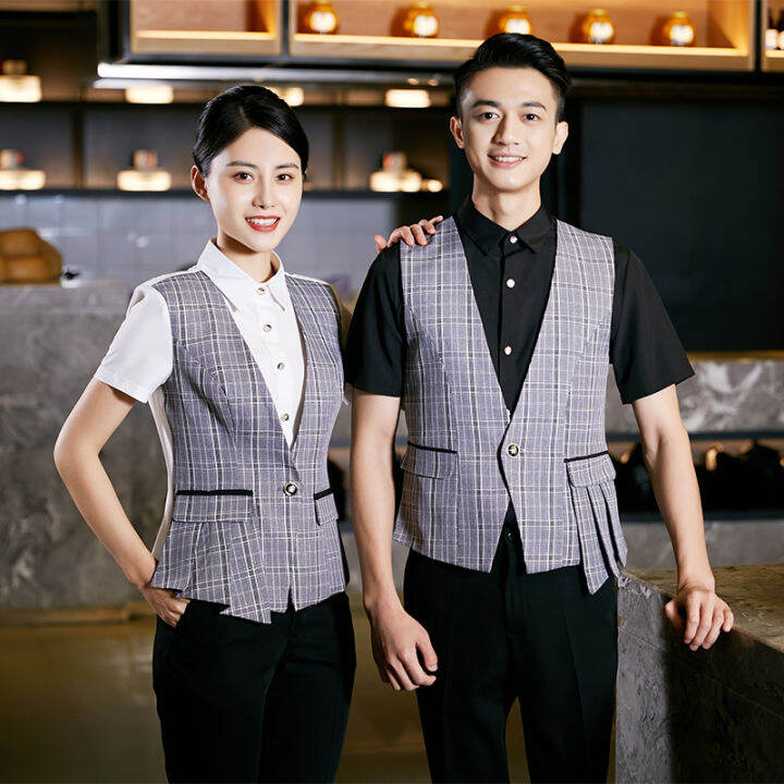 Longlier Hotel HighEnd Restaurant Waiter Workwear ShortSleeved Fake