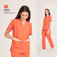 Scrub in | ชุดสครับคอวีพร้อมส่ง unisex สี Brick ผ้า Toray biscop (มีบริการปักชื่อ)