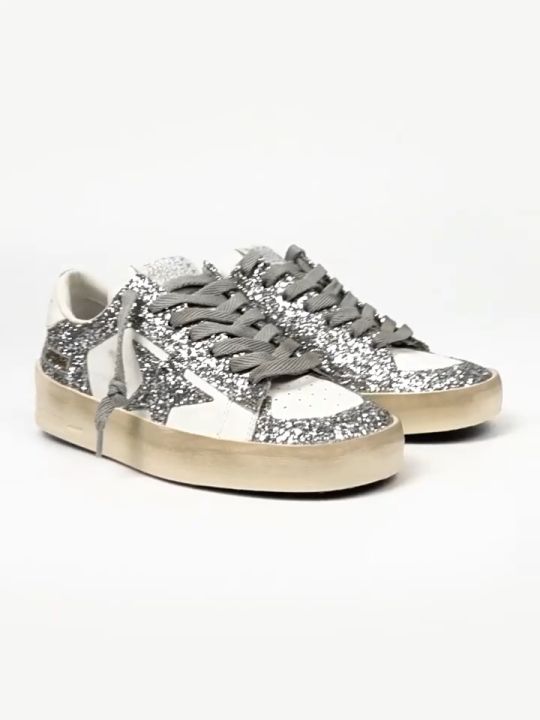 Original Golden Goose Stardan sneakers in white leather and silver ...