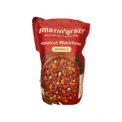 Amazin graza Hazelnut Blackforest Granola 250g.ธัญพืชอบกรอบรสช็อคโกแลต ผสมเฮเซนัทและเบอร์รี่ 250 กรัม
