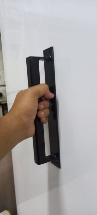 มือจับประตู-ยาว9นิ้ว-ฐานยาว11นิ้วแบบเหล็กเหลี่ยม-มือจับประตูบานสไลด์-มือจับประตูเหล็ก