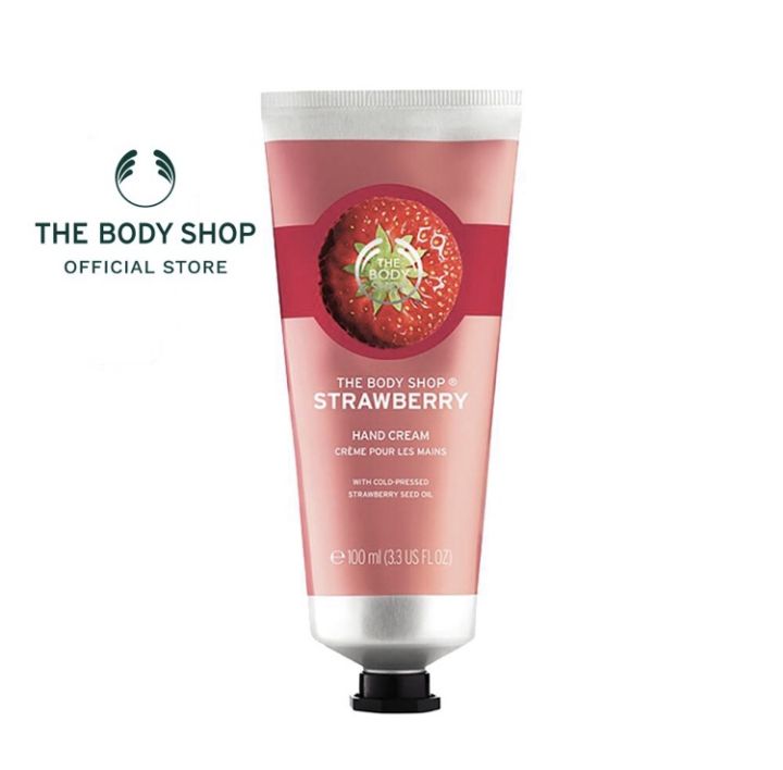 THE BODY SHOP 100ml. Strawberry Hand cream ❤️แฮนด์ครีม ครีมทามือ กลิ่นสตรอเบอรี่ ให้มือรู้สึกนุ่มชุ่มชื้น ของแท้💯 🦋