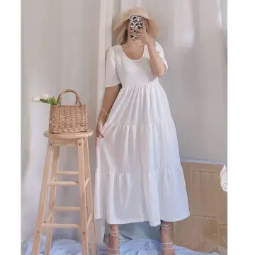 Plain and 2024 prints white dress