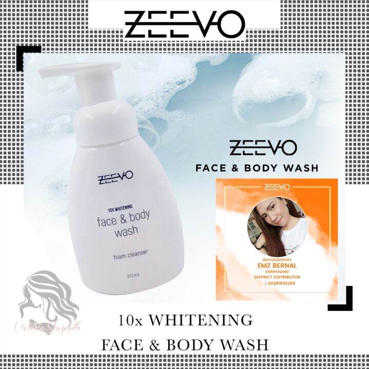 ZEEVO FACE & BODY WASH 10x WHITENING FOAM CLEANSER 250ml Lazada PH