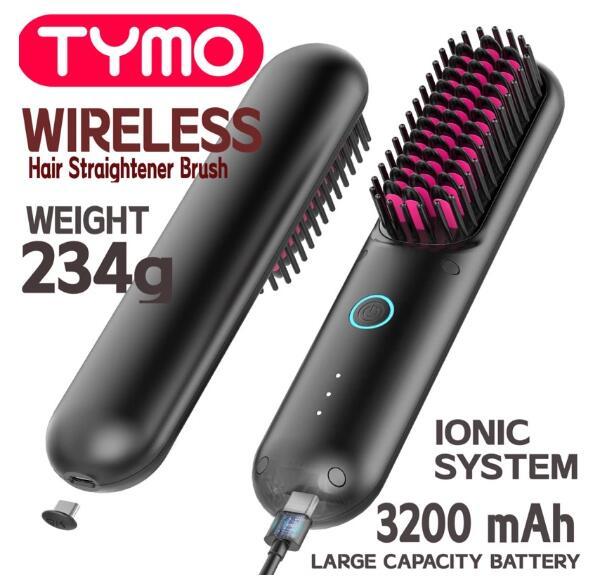 Tymo Porta Cordless Hair Straightener Brush Mini Portable With Usb Rechargeable Negative Ion