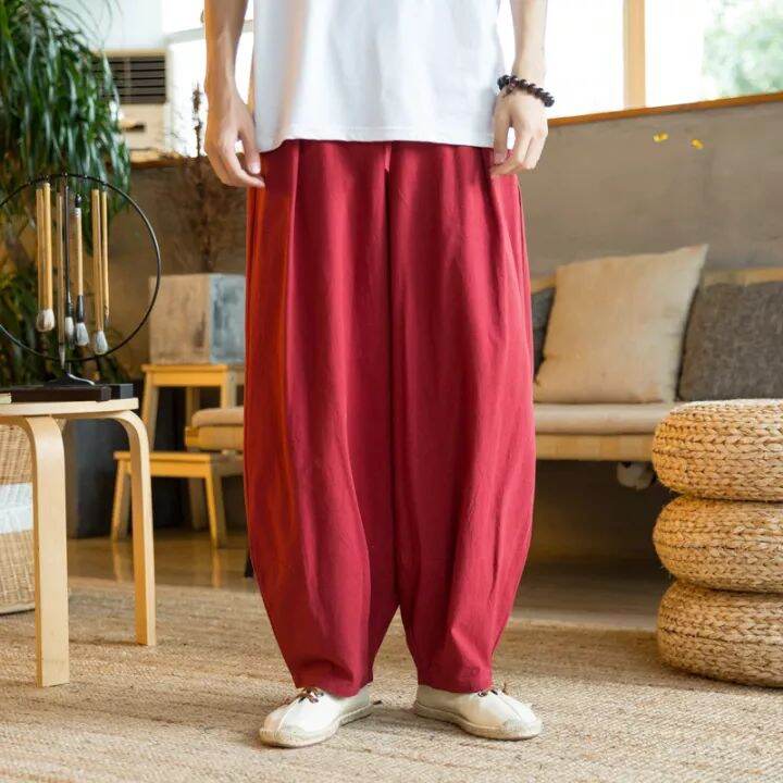 Men linen retro pants Lazada PH