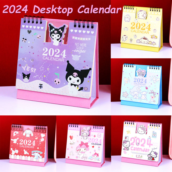 Kawaii Kuromi 2024 Desktop Calendar Desk My Melody Hello Kitty Calendar